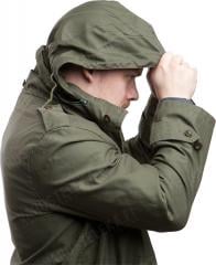 Belgian parka, M88, olive drab, surplus. A simple hood can be conjured out of the collar.