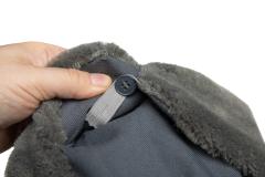 NVA Fur Hat, Gray, Surplus. Flaps can be attached together with a button.