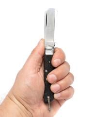 Italian pocket knife with can opener, surplus. You cannot stab with this Italian safety blade