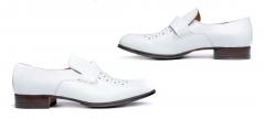 Bundesmarine dress shoes, white, surplus. Note the 70's heel.