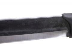 Terävä Skrama 240, Carbon Steel. The spine has been ground and beveled to strike sparks from ferro rods.