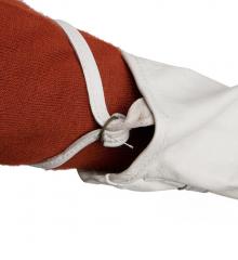 Swedish leather mittens, white, surplus.