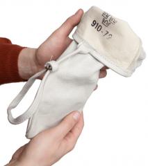 Swedish leather mittens, white, surplus.