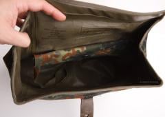 BW Gas Mask Bag, with Carrying Strap, Flecktarn, Surplus. Small pouch inside.