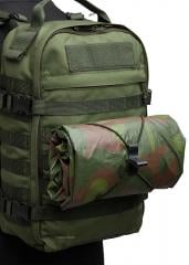 Bungee Cord, by the meter, Olive Drab. A Tri-Tab and length of shock cord used to make a simple lashing system for a backpack.