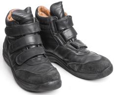 BW Leather Sneakers with Velcro Closure, surplus. Black on black like it should be.