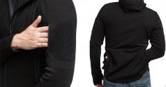 Särmä Merino Wool Hoodie. Sleeve pocket and the large poacher's pocket on the back.