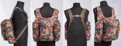 Swiss combat pack, Alpenflage, with BW suspenders, surplus.