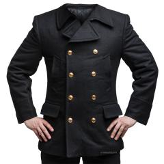 Russian navy wool coat, black, surplus. 
