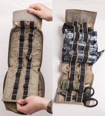 British Army Osprey IFAK pouch, MTP, surplus. Use the elastic loops on the insert to attach all kinds of useful items neatly organized.