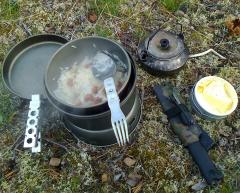 Trangia 27-1HA Camping Stove. The Trangia in action, the pictured model is the 27-1HA.