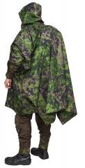 Särmä TST Rain poncho, M05 woodland camo. Vests and even medium sized backpacks fit under the poncho.