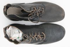 Russian navy shoes, with rubber soles, surplus. Note the cloth covered cardboard insole.