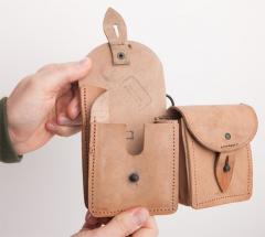 French MAS-49 ammunition pouch, leather, surplus.