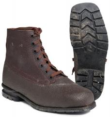 Swedish combat boots, rubber and leather, brown, surplus. 