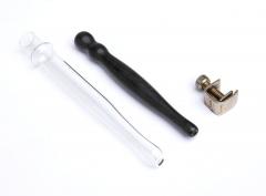 Soviet enema pot with mouth pieces, surplus. Nozzles: glass for professionals, ebonite for casual use. Also included is the flow controller.