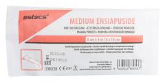 Estecs First Aid Dressing, DIN 13 151-M, 80 x 100 mm. Old packaging, the product itself is still the same.