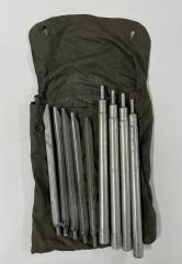 Austrian Shelter Half with Pegs and Poles, Olive Drab, Surplus. Comes with pegs & poles for half of the tent.