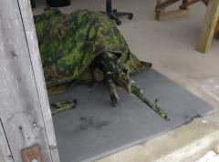 Särmä TST Thermal Cloak. Early prototype testing involved shooting tests.