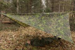 Särmä TST Tarp, M05 woodland camo. 250 x 250 cm pitched "diamond style".