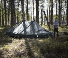 Savotta Hawu 8 tent. Hawu 8 extended with the additional "Mid section". This adds room for four more people.
