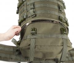 Savotta Jääkäri L rucksack. Zippered access to bottom compartment.