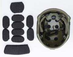 PGD ARCH High Cut helmet, NIJ IIIA. Model 2019. Pads are attached using hook-and-loop.