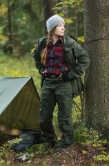 Särmä Outdoor Pants. Model's height 160 cm, seat 87 cm, waist 70 cm and chest circumference 85 cm. Worn clothes are size X-Small Regular.
