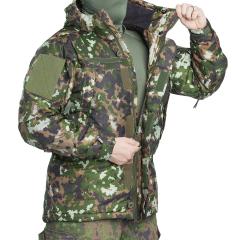 Särmä TST L5 Thermal Jacket. Front zipper storm flap closure with hook-and-loop and buttons.