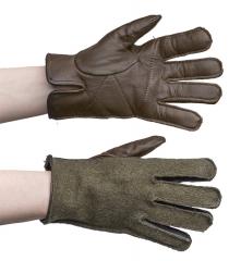 Original French Army Issue Olive Green Leather Gloves 