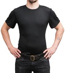 Särmä Merino Wool T-shirt. Our model's measurements are about 175 / 96 cm, wearing size Medium shirt.