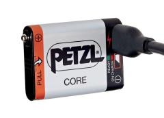 Petzl Core battery, Li-Ion 4.5 Wh. The battery itself has a Micro USB port and a charging cable is included.