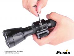 Fenix ALG-00 Picatinny Rail Mount for flashlight, quick release. The light is attached with a hex key.