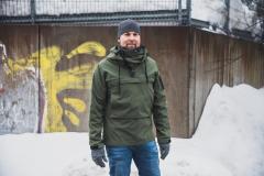 Särmä Windproof Anorak. Model's size Large, with size Medium anorak for street cred.