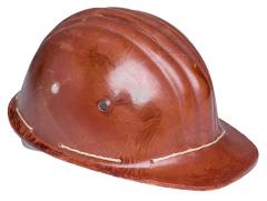 Soviet construction helmet, brown, surplus.
