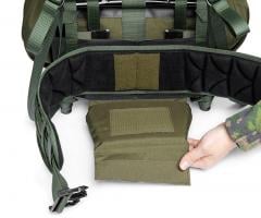 Särmä TST RP80 recon pack. The hip belt can be tucked away behind the cushion.