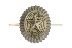 Russian enlisted men's cockade, metal, subdued, surplus.