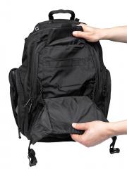 CamelBak Urban Assault Pack, black, with water bottle, surplus. A peek under the beavertail.