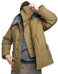 Soviet winter jacket, super stylish, green-brown, surplus. This flap can be used to quickly hide from sight!