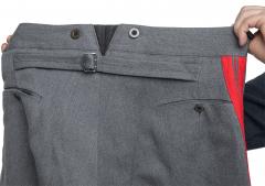 Finnish artillery officer M36 uniform with breeches. The back slit is sewn "straight" with a piece of fabric.