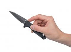 Gerber Fastball Folding Knife, Black. The opening mechanism is a flipper, which doubles as a finger guard.