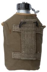 French M47 canteen with cup and pouch, used.