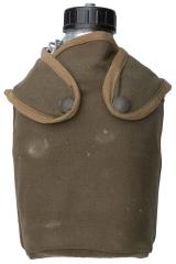 French M47 canteen with cup and pouch, used. 