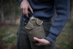 French M47 canteen with cup and pouch, used.