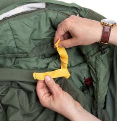 British modular sleeping bag liner, surplus. Colour coded tiecords for attaching inside the British "Defence 4" Medium weight bag.