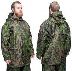 Finnish M13 rain jacket. Model's size Medium, jacket size Medium.