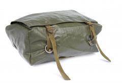Czech M85 Shoulder Bag, surplus. The flap is securely closed with steel buckles. Two pairs of D-rings also in the bottom.