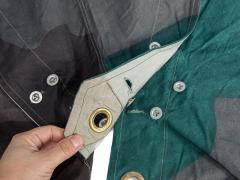 Swedish tent quarter/cape, surplus. Sewn-on buttons and strong grommets. Pictured here is an unused example.