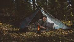 Swedish tent quarter/cape, surplus. Pictured is a tent made of 4 shelter quarters.