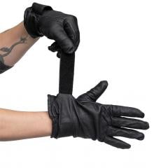 Austrian leather gloves, lined, surplus. Hook-n-loop adjustment.